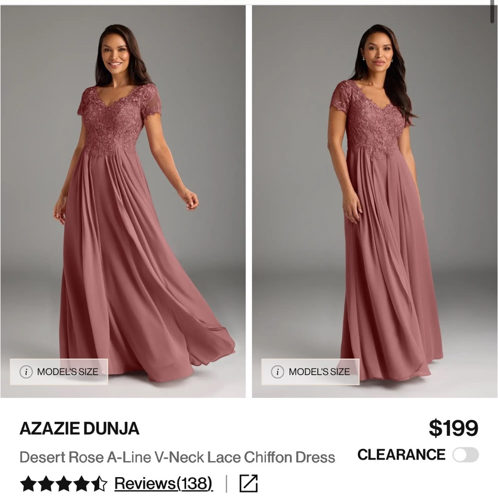 Azazie Dunja Lace Chiffon Dress in Desert Rose